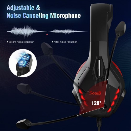 S11 Gaming Headphones RGB Light Noise Cancelling Surround Sound Gaming Wired Headsets with Mic