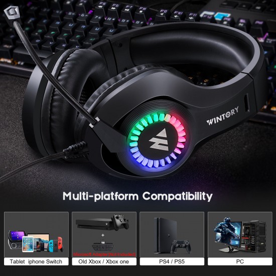M3 Gaming Headset Stereo RGB Light 50mm Driver Stereo Adjustable Noise Canceling Headphone with Mic
