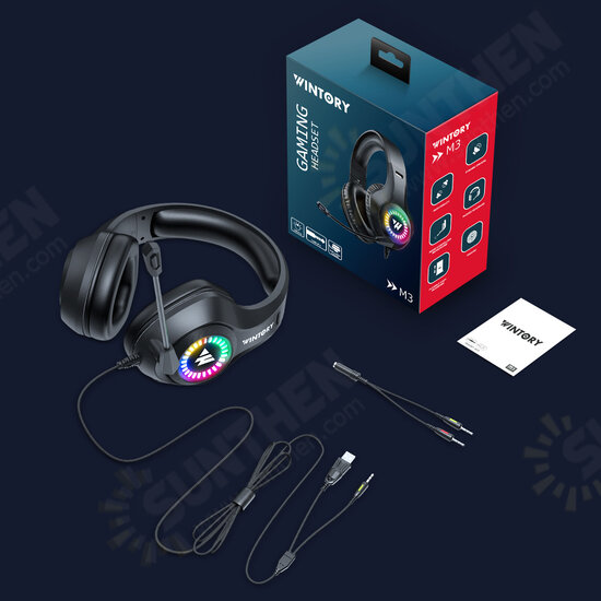 M3 Gaming Headset Stereo RGB Light 50mm Driver Stereo Adjustable Noise Canceling Headphone with Mic