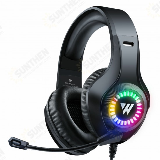 M3 Gaming Headset Stereo RGB Light 50mm Driver Stereo Adjustable Noise Canceling Headphone with Mic