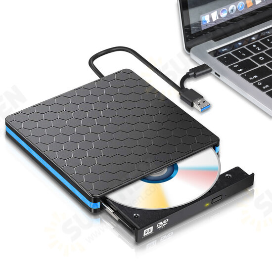 External Optical Drive USB 3.0 Type-C CD/DVD/VCD Burner Player Reader RW Drive for PC Windows XP/ 2003/ Vista/ 7/8, Linux, Mac System