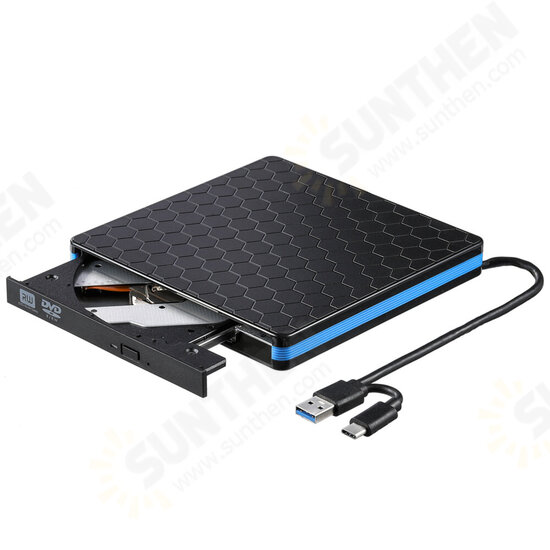 External Optical Drive USB 3.0 Type-C CD/DVD/VCD Burner Player Reader RW Drive for PC Windows XP/ 2003/ Vista/ 7/8, Linux, Mac System