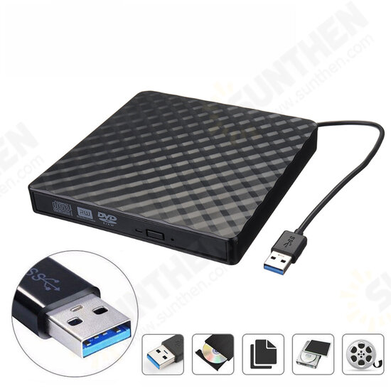 External USB3.0 DVD RW CD Writer Slim Optical Drive Burner Reader Player For PC Laptop