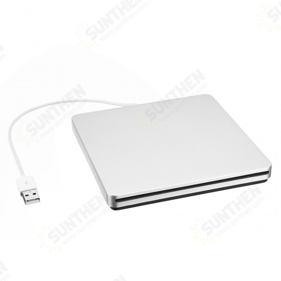 Portable USB 3.0 Silver External DVD-RW Max.24X High-speed Data Transmission for Win XP Win 7 Win 8 Win 10 for Mac