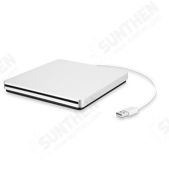 Portable USB 3.0 Silver External DVD-RW Max.24X High-speed Data Transmission for Win XP Win 7 Win 8 Win 10 for Mac