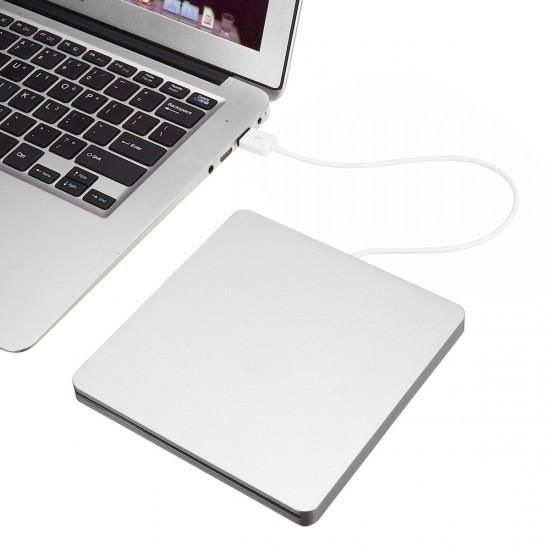 Portable USB 3.0 Silver External DVD-RW Max.24X High-speed Data Transmission for Win XP Win 7 Win 8 Win 10 for Mac