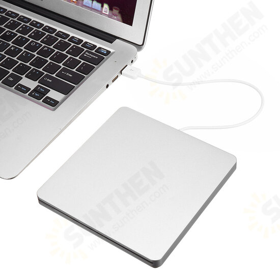 Portable USB 3.0 Silver External DVD-RW Max.24X High-speed Data Transmission for Win XP Win 7 Win 8 Win 10 for Mac