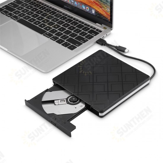 USB-C External Optical Drive USB 3.0 Type-C DVD-RW Player CD DVD Burner Writer Rewriter Data Transfer for PC Laptop Mac Windows 7/8/10