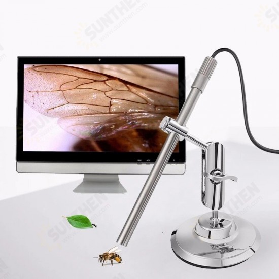 3 In 1 Digital Microscope 1080P USB Borescope Camera IP67 1.0MP 200X Magnification 8 Leds Stand Magnifier Windows Android