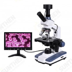 Black Background HD Digital Biological Lab Microscope LED Light + 5MP Electronic Eyepiece + USB Data Line+Metal Box
