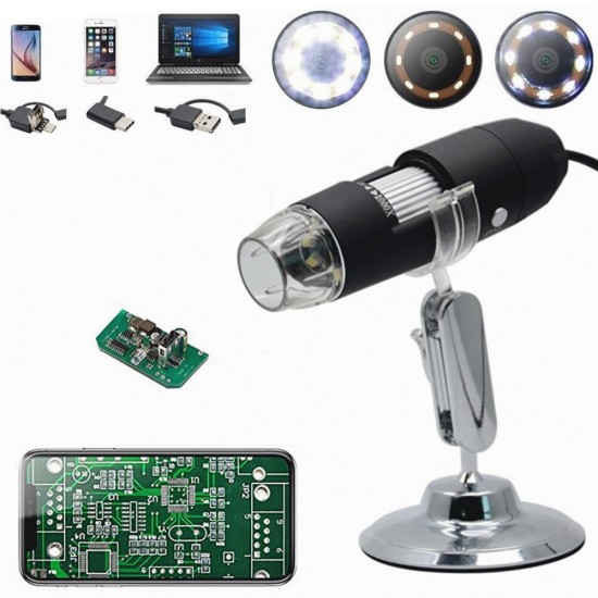 HD 2.0MP 1000X 3 IN 1 USB Android Type-c Microscope Electronic Digital Microscope 1920*1080P Resolution For Mac Android Windows Vista System