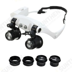 Portable Head Wearing Magnifying Glass 10X 15X 20X 25X LED Double Eye Repair Magnifier Loupe Portable Head Wearing Magnifying Glass 10X 15X 20X 25X LED Double Eye Repair Magnifier Loupe