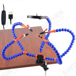 Desk Clip Magnifier PCB Soldering Holder 3X Magnifier with LED Light Welding Helping Hand Flexible Arm Soldering Third Hand Tool Desk Clip Magnifier PCB Soldering Holder 3X Magnifier with LED Light Welding Helping Hand Flexible Arm Soldering Third Hand Tool