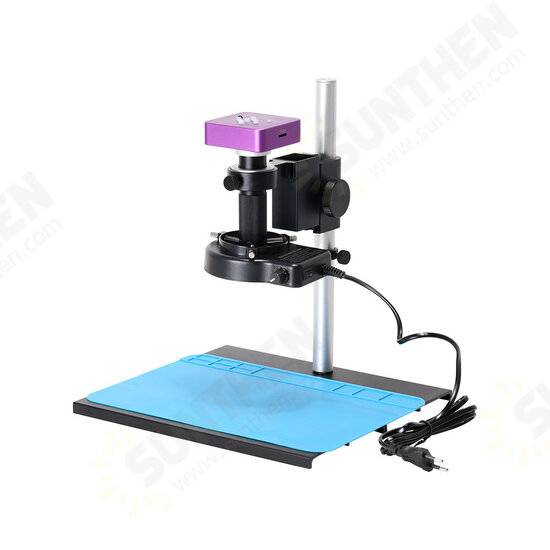 51MP Industrial Digital Video Microscope Camera + 130X C- Mount Lens 56 LED Ring Light + Stand for PCB Repair