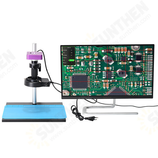 51MP Industrial Digital Video Microscope Camera + 130X C- Mount Lens 56 LED Ring Light + Stand for PCB Repair