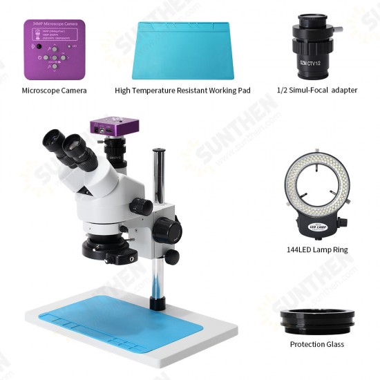 HY-5130 7X-45X Simul-Focal Trinocular Stereo Microscope 51MP HDMI Digital USB Industry Microscope Video Camera for Soldering Repair