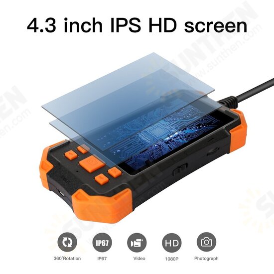 IP67 Waterproof Hard Wire 3.9mm Lens Endoscope Camera 4.3Inch IPS Industrial Ultra-Clear Pipeline Screen Automotive Professional Industrial