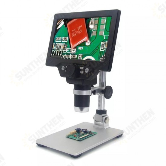 G1200 Digital Microscope 12MP 7 Inch Large Color Screen Large Base LCD Display 1-1200X Continuous Amplification Magnifier with Aluminum Alloy Stand