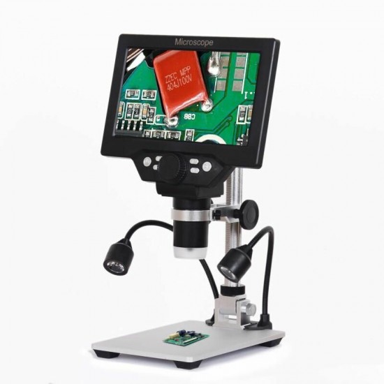 G1200D Digital Microscope 12MP 7 Inch Large Color Screen Large Base LCD Display 1-1200X Continuous with Light