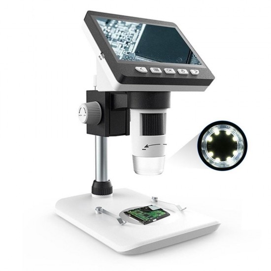 G700 4.3Inches HD 1080P Portable Desktop LCD Digital Microscope 10 Languages 8 Adjustable High Brightness LED Adjustable Bracket Capture Video Record