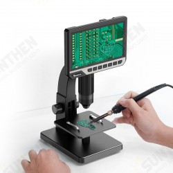 MT315 2000X Dual Lens Digital Microscope 7-inch HD IPS Large Screen Multiple Lens for Circuit/Cells Observation Up&Down Light Source Computer Viewing