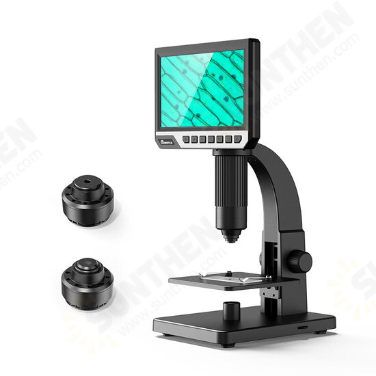 MT315 2000X Dual Lens Digital Microscope 7-inch HD IPS Large Screen Multiple Lens for Circuit/Cells Observation Up&Down Light Source Computer Viewing