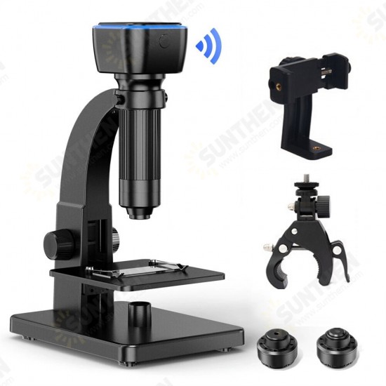 MT315W HD 2000X WIFI Digital Microscope+Mobile Phone Holder Clip Dual Lens USB Microbiological Observation Industrial Video Magnifier Android IOS PC