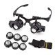 10X/15X/20X/25X Portable Head Wearing Double Eye Magnifying Glass 2 LED/8 Lens Jewelry Watchmaker Magnifiers