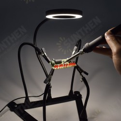 3X LED Magnifier Soldering Work Station Soldering Third Hand 5Pcs Flexible Metal Arms Welding Tool 3X LED Magnifier Soldering Work Station Soldering Third Hand 5Pcs Flexible Metal Arms Welding Tool
