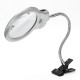 New 2.5 x 90MM 5 x 22MM 2 LED Lighted Table Top Desk Magnifier Magnifying Glass with Clamp