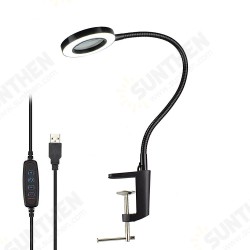 USB 5X Bench Vise Table Clamp Magnifier LED Lights Flexible Desk Lamp for Reading Working Lighting Magnifying Glass USB 5X Bench Vise Table Clamp Magnifier LED Lights Flexible Desk Lamp for Reading Working Lighting Magnifying Glass