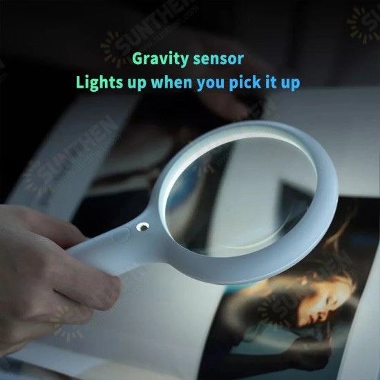 3X Smart Gravity Sensor Handheld Magnifier Optical Glass Lens Loupe with 45 LED Lights Automatically Adjust Brightness Night Light from Youpin