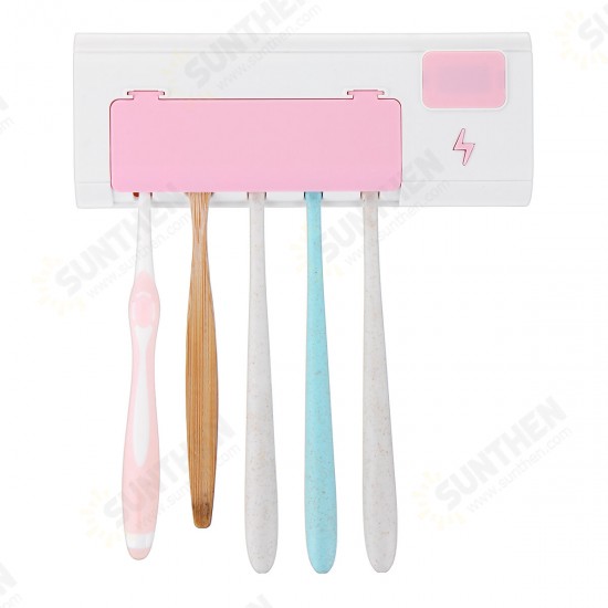 1500mAh 5V 3.7A Toothbrush Holder Organizor Home Bathroom Wall Mounted Purple Light/UVC-UVA Lighting Toothbrush Rack