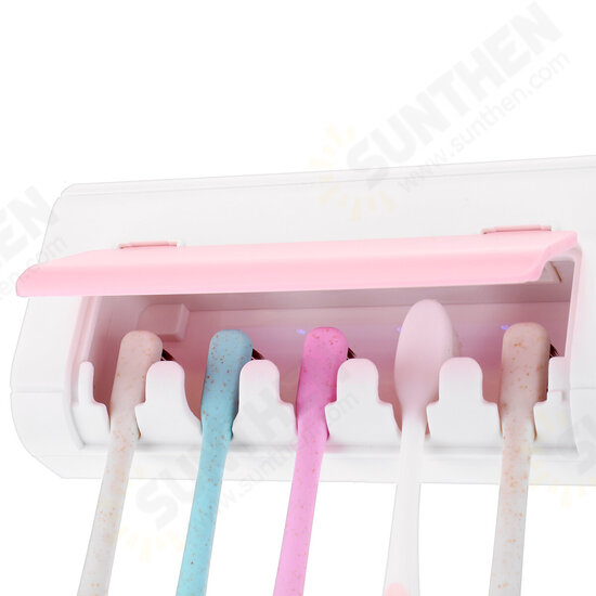 1500mAh 5V 3.7A Toothbrush Holder Organizor Home Bathroom Wall Mounted Purple Light/UVC-UVA Lighting Toothbrush Rack