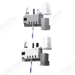 3 in 1 UV Light Toothbrush Sterilizer Holder Cleaner Automatic Toothpaste Dispenser with 2 Cups 3 in 1 UV Light Toothbrush Sterilizer Holder Cleaner Automatic Toothpaste Dispenser with 2 Cups