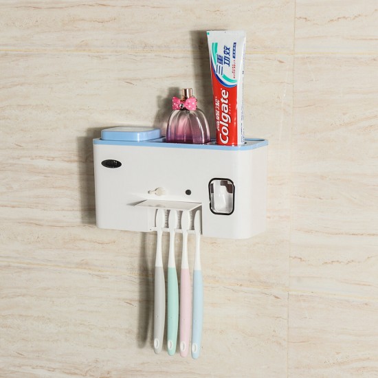 3 in 1 UV Light Ultraviolet Toothbrush Sterilizer Holder Automatic Toothpaste Dispenser