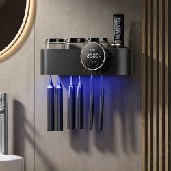 H3 Intelligent Disinfection Toothbrush Holder HD Screen Display UVC Sterilization 43℃ Hot Air Drying Toothbrush Rack Bathroom Set H3 Intelligent Disinfection Toothbrush Holder HD Screen Display UVC Sterilization 43℃ Hot Air Drying Toothbrush Rack Bathroom Set