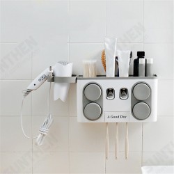 Multifunctional Automatic Toothpaste Squeezer Set Wall Mount Suction Cup Toothbrush Holder Bathroom Plastic Rack with Hair Dryer Position Multifunctional Automatic Toothpaste Squeezer Set Wall Mount Suction Cup Toothbrush Holder Bathroom Plastic Rack with Hair Dryer Position