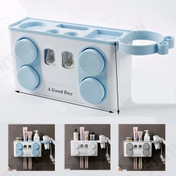 Multifunctional Automatic Toothpaste Squeezer Set Wall Mount Suction Cup Toothbrush Holder Bathroom Plastic Rack with Hair Dryer Position Multifunctional Automatic Toothpaste Squeezer Set Wall Mount Suction Cup Toothbrush Holder Bathroom Plastic Rack with Hair Dryer Position