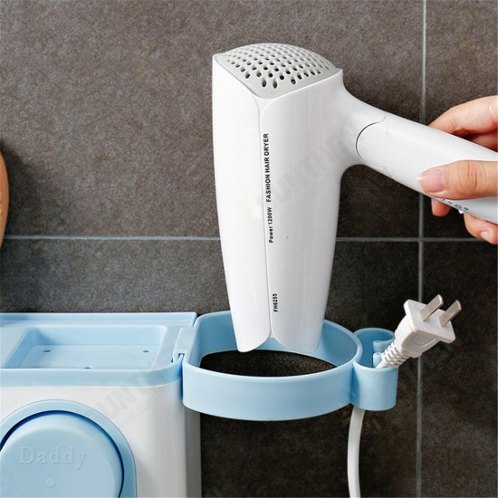 Multifunctional Automatic Toothpaste Squeezer Set Wall Mount Suction Cup Toothbrush Holder Bathroom Plastic Rack with Hair Dryer Position