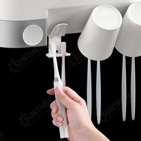 Multifunctional Wall-mounted Toothbrush Holder Toothpaste Dispenser Bathroom Storage Organizer