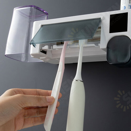 Ultraviolet Electric Toothbrush Sterilizer Wall Mount Toothbrush Storage Holder Automatic Toothpaste Squeezer