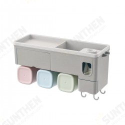 Wall Mounted Toothbrush Holder Automatic Toothpaste Squeezer Storage Rack Cup Family Set Wall Mounted Toothbrush Holder Automatic Toothpaste Squeezer Storage Rack Cup Family Set