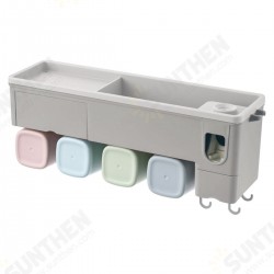Wall Mounted Toothbrush Holder Automatic Toothpaste Squeezer Storage Rack Cup Family Set Wall Mounted Toothbrush Holder Automatic Toothpaste Squeezer Storage Rack Cup Family Set