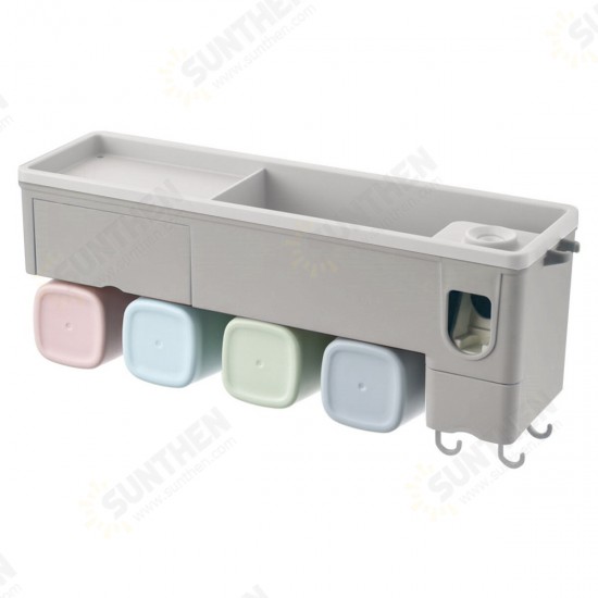 Wall Mounted Toothbrush Holder Automatic Toothpaste Squeezer Storage Rack Cup Family Set