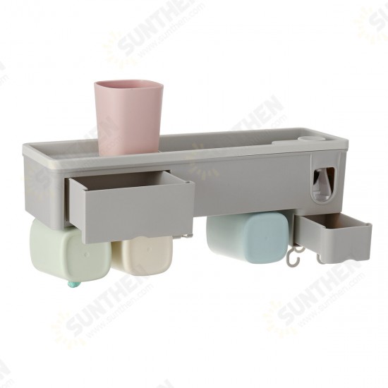 Wall-mounted Toothbrush Holder Toothpaste Dispenser Bathroom Storage Organizer Wall-mounted Toothbrush Holder Toothpaste Dispenser Bathroom Storage Organizer