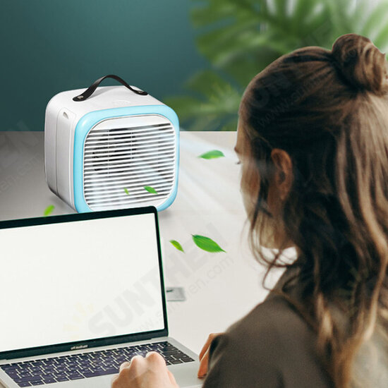 USB Mini Air Conditioner Fan Personal Air Cooler Desktop Cooling Fan Air Purifier Humidifier for Home Office Dorm Car