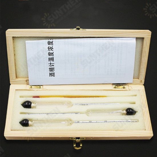 0-100 Alcohol Hydrometer Testers Thermometer Set for Home Brew Liquor