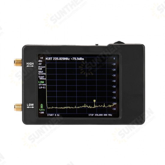 100kHz-350MHz 2.8 Inch Handheld Two Inputs Tiny Spectrum Analyzer Touch Screen Spectrum Analyzer 100 KHz-350MHz Input Frequency