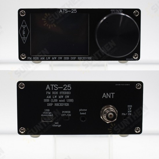 2.4 Inch Touch Screen SI4732 Full Band Radio Receiver FM LW (MW & SW) SSB with Lithium Battery + Antenna + Speaker + Case